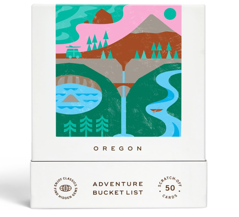 Oregon Adventure Cards brightly colored artwork depicting Oregon State